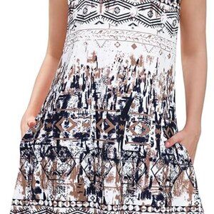 Sundress Print Tan/Navy/Whit